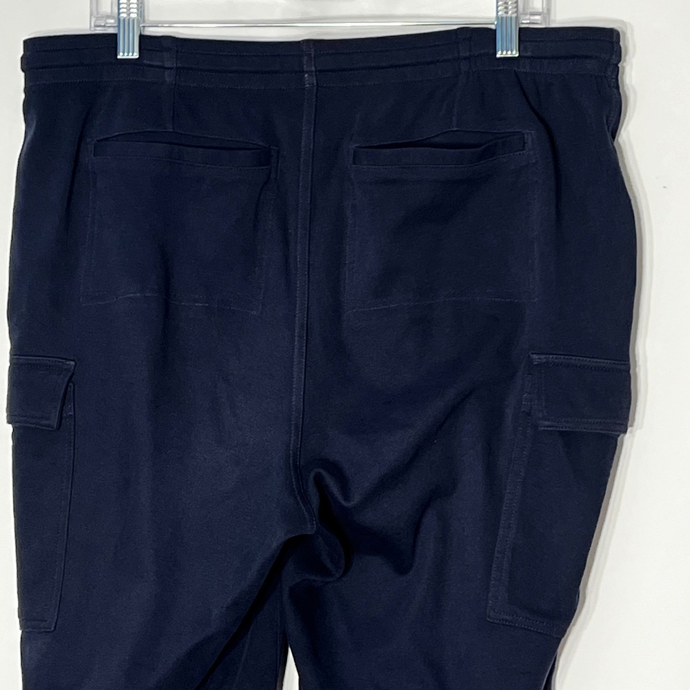 Lands End Sport Knit Straight Leg Cargo Pants Navy Blue Cotton Large 14-16 - Picture 5 of 11